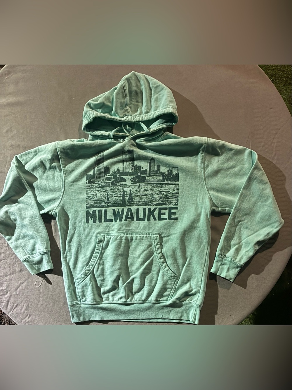 & Other Stories Mint Green Milwaukee Graphic Hoodie